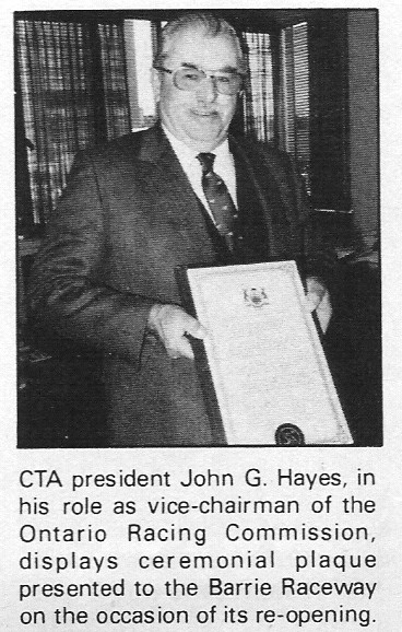 John Hayes Sr. with a plaque for Barrie Raceway