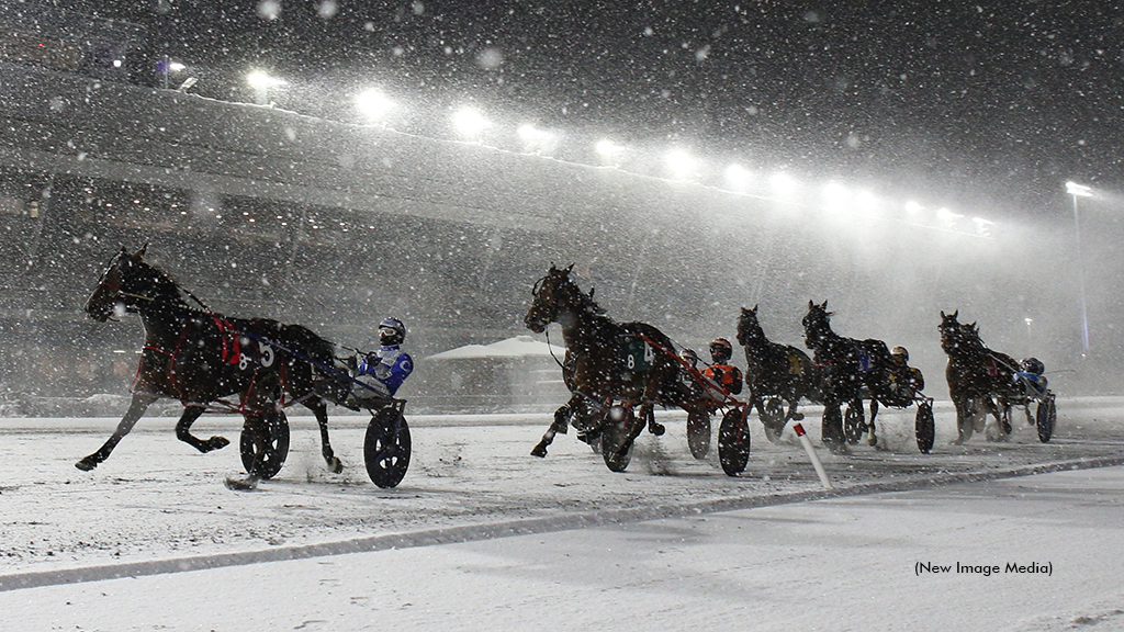 Canadian harness racing in the winter at Woodbine Mohawk Park