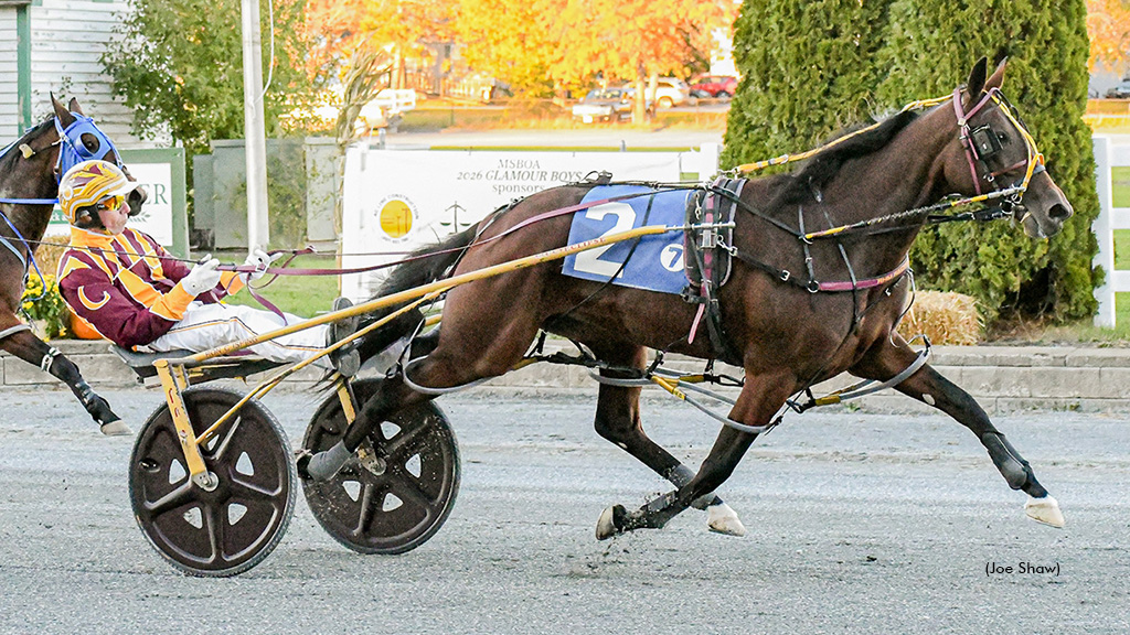 Just Delightful winning at Bangor Raceway