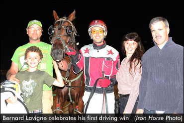 Lavigne Celebrates First Driving Victory