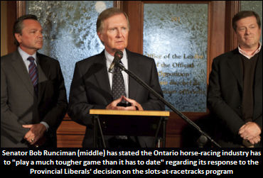 Sen. Knocks Ont. Racing's Response; Says By-Election Is Also Key