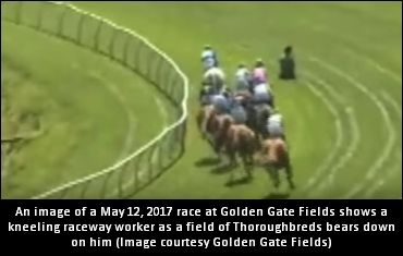 Horses Narrowly Miss Man On Track
