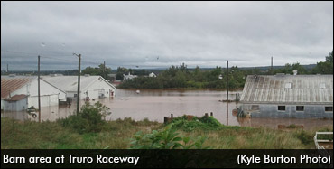 Flood Ravages Truro; Horses Evacuated