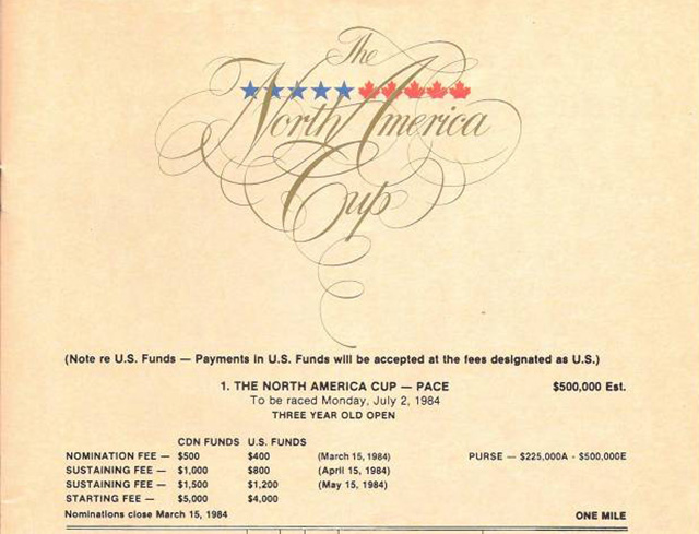 A condition sheet for the first North America Cup
