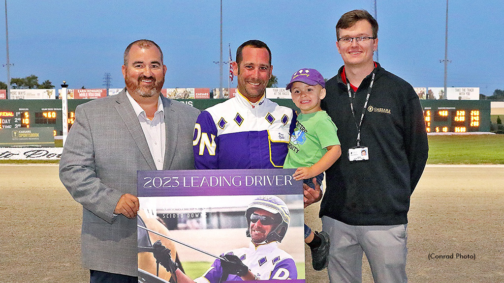 Dan Noble was the 2023 meet leading driver at Scioto Downs