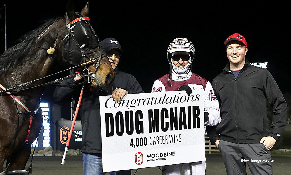 Doug McNair celebrates his 4,000th career win