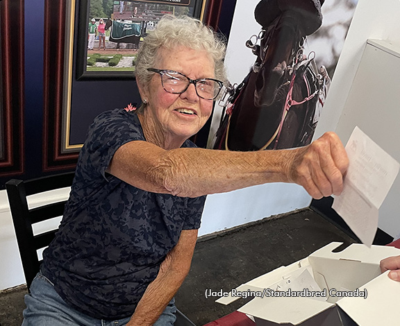 Doug McNair's grandmother Gwen drawing the prize winner