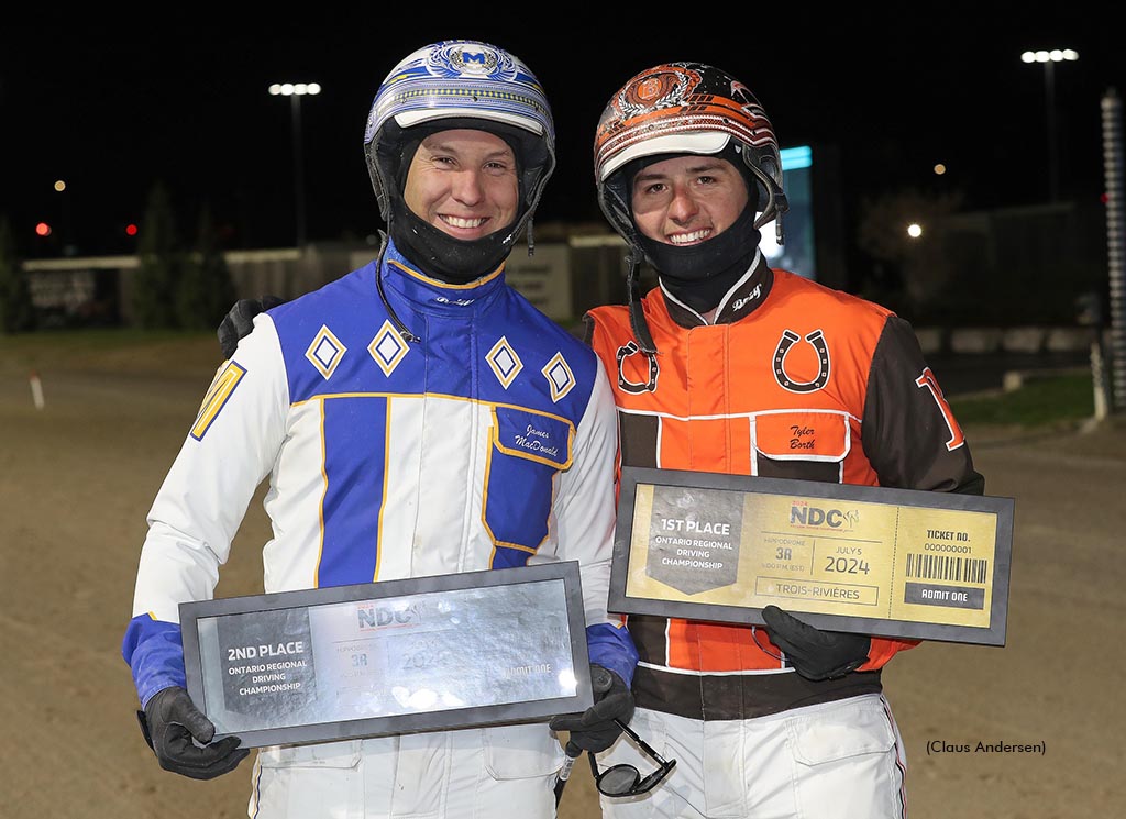 Runner-up James MacDonald and winner Tyler Borth after the Ontario Regional Driving Championship