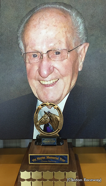 Vic Hayter Memorial Trot trophy with photo of the late Hayter