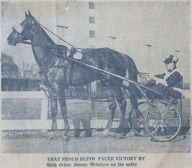 A news clipping of Victory Hi on track