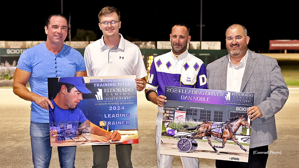 Scioto's 2024 leading trainer Virgil Morgan Jr. and driver Dan Noble