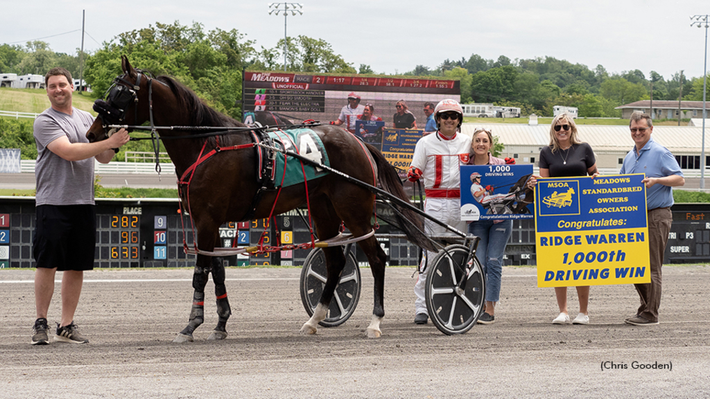 Ridge Warren celebrates his 1,000th career driving win