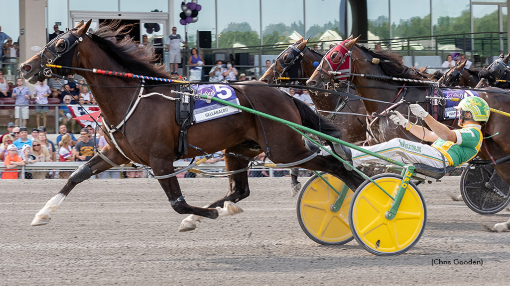 Hellabalou winning the 2021 Adios at The Meadows