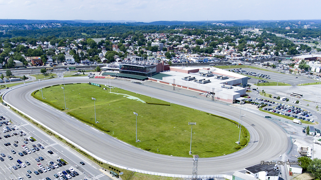 An aerial view of Yonkers Raceway