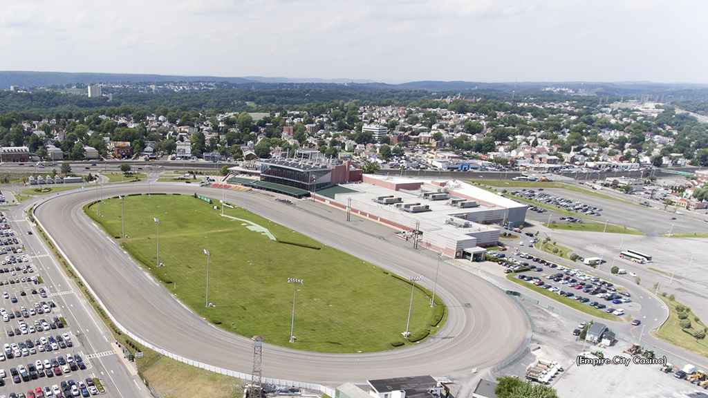 An aerial view of Yonkers Raceway