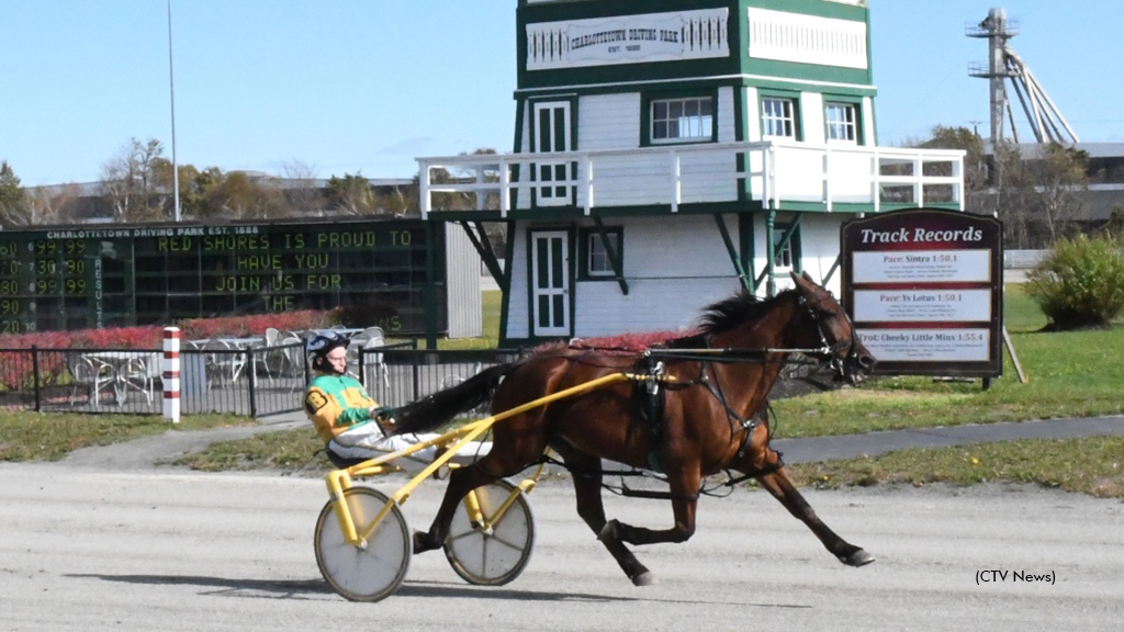 Samspace and Denny Baxter at Charlottetown Driving Park in October 2022