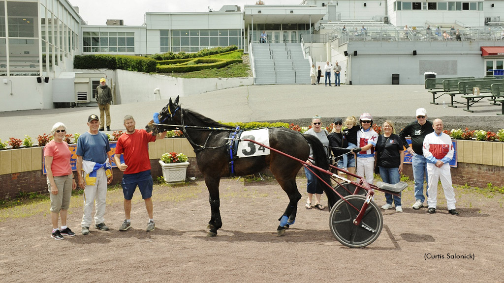 Matt Kakaley celebrates his 6,000th career win at Pocono Downs