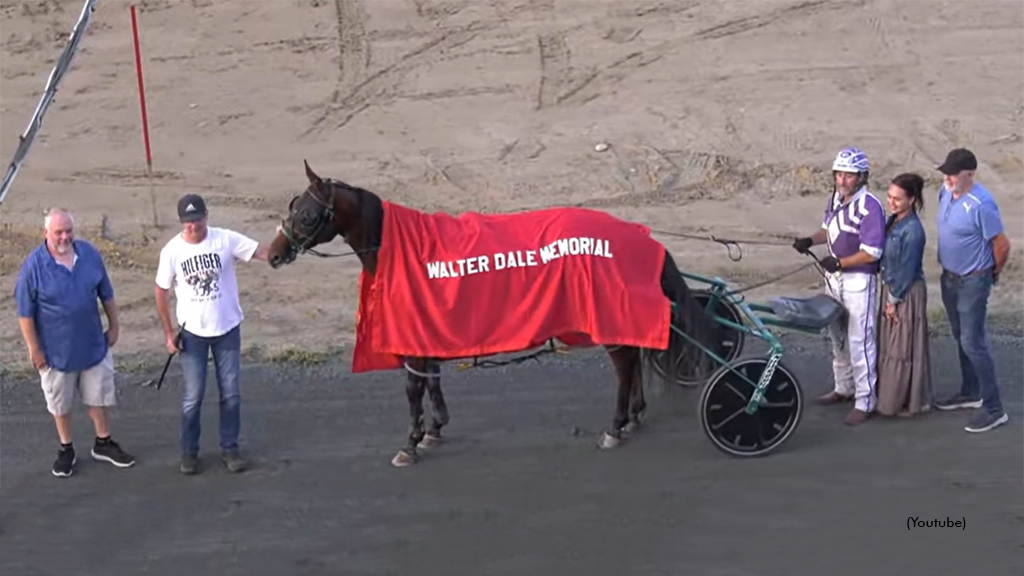 Stash It Away in the winner's circle at Connell Park