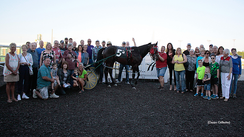 The 2017 First Turn Stable group with Gs High Shooter in the Hoosier winner's circle 