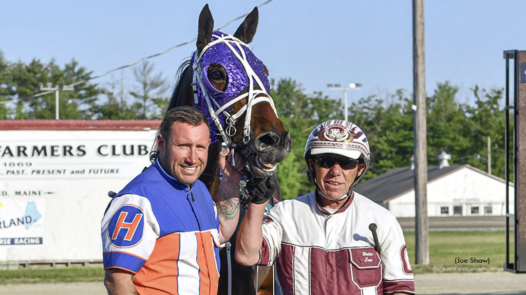 Keystone Phoenix with trainer Ryan Hall and driver Walter Case Jr. at First Tracks Cumberland