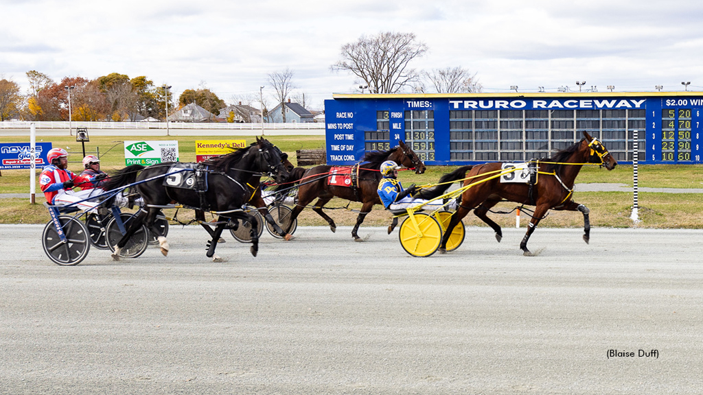 Truro Raceway's leading driver Darren Crowe winning with Itsuptoyou