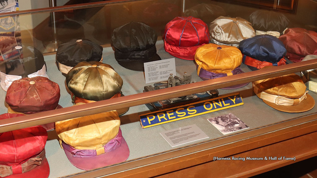 A display from the Centennial Hambletonian exhibit at the Harness Racing Museum