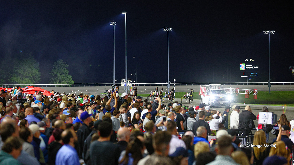 A crowd watches the start of the 2025 North America Cup at Woodbine Mohawk Park
