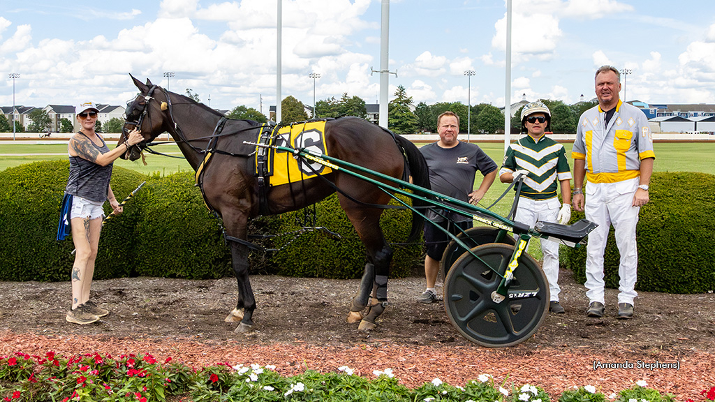 Ron Burke and Kimpanzee in the winner's circle