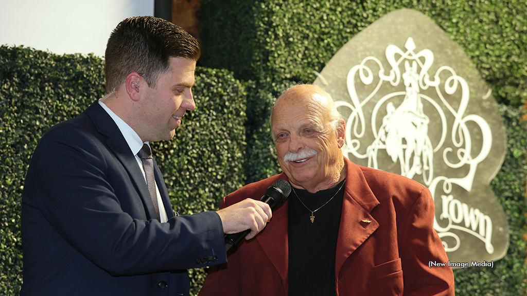 Dr. Ian Moore during an interview at the 2025 Breeders Crown post position draw