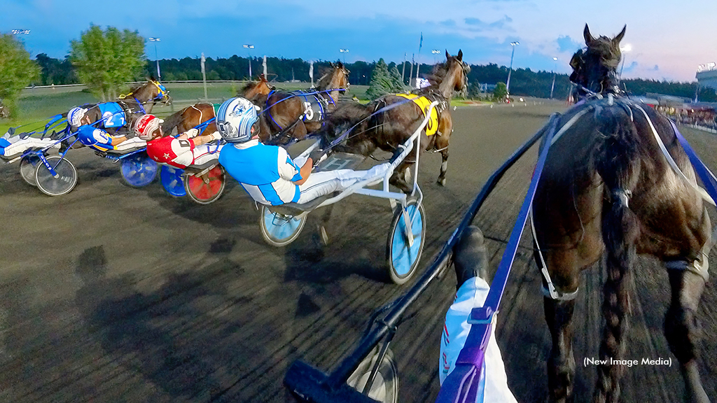 Harness racing at the start of a race in Canada