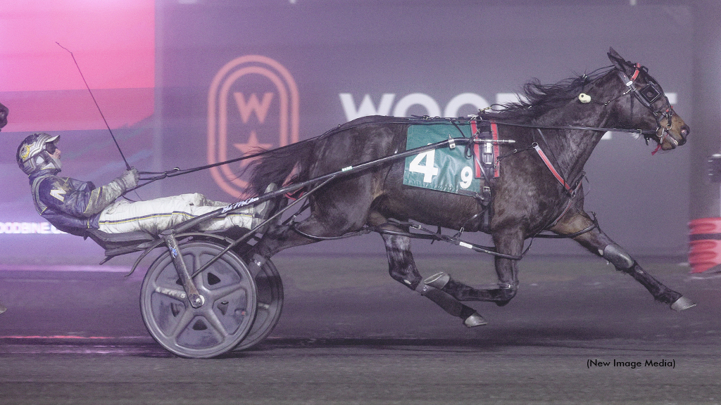Angostura Hanover winning at Woodbine Mohawk Park
