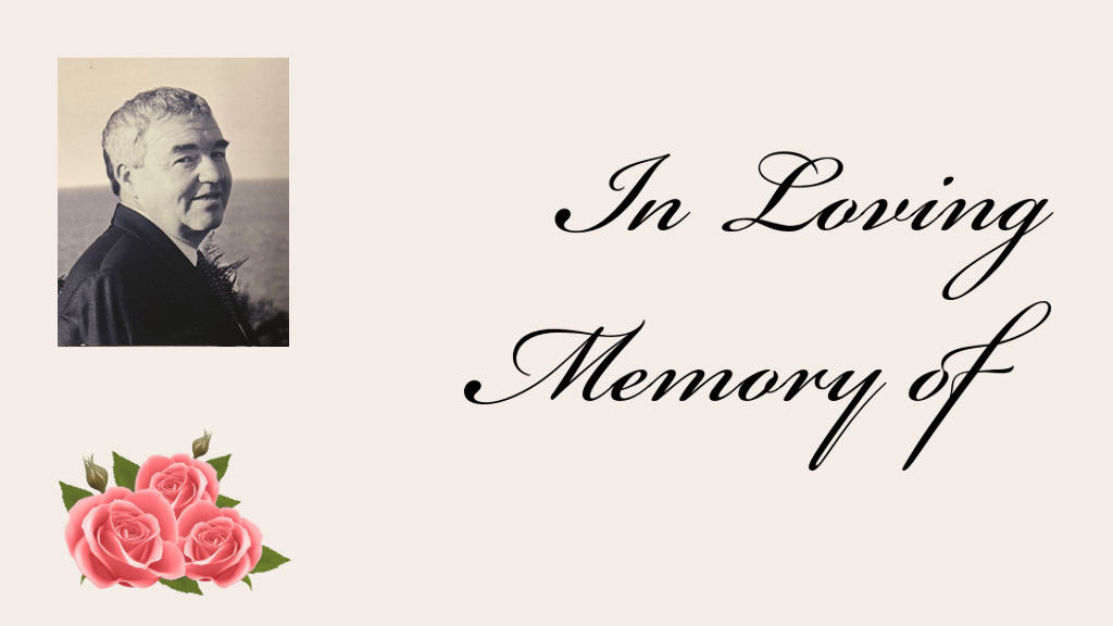 A memoriam photo with a picture of A.D. MacDonald in the top left and "In Loving Memory of" on a beige background