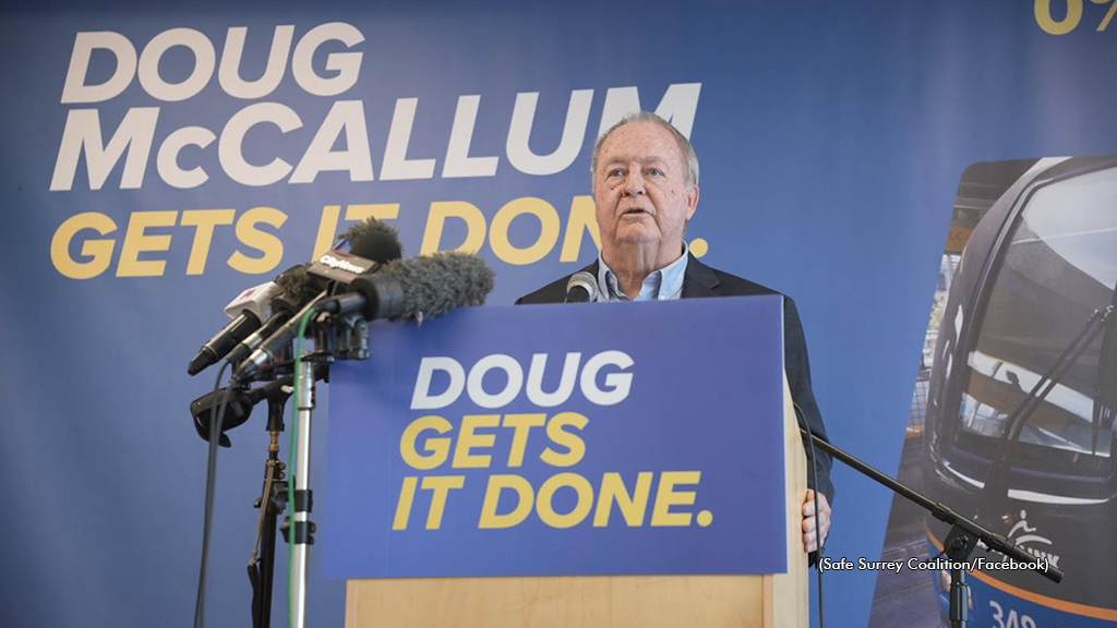 Doug McCallum announcing his re-election bid for Mayor of Surrey on April 14