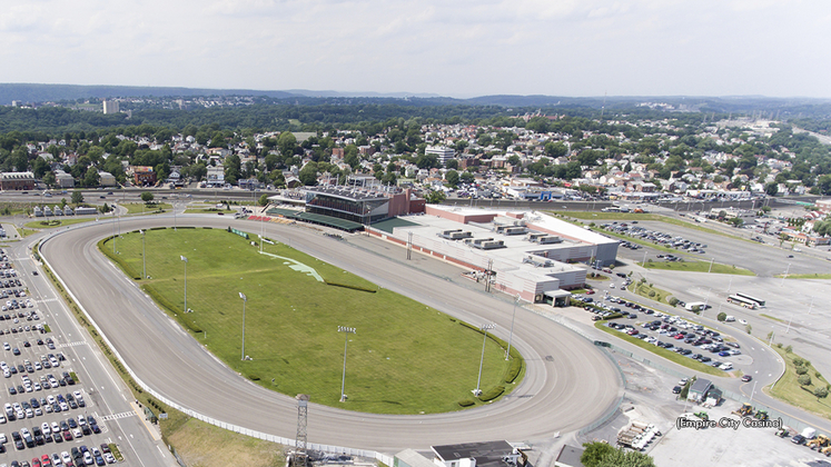 An aerial view of Yonkers Raceway