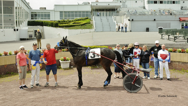 Matt Kakaley celebrates his 6,000th career win at Pocono Downs