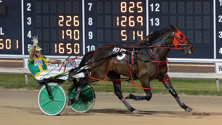 Mooney Svendsen driving his 4,000th winner at Running Aces