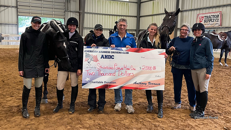 American Harness Drivers Club presents a donation to the Standardbred Pleasure Horse Organization of New Jersey