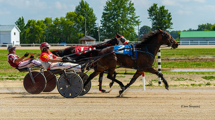 Scott Wray driving Rock N Pebbles to his 1,000th career win