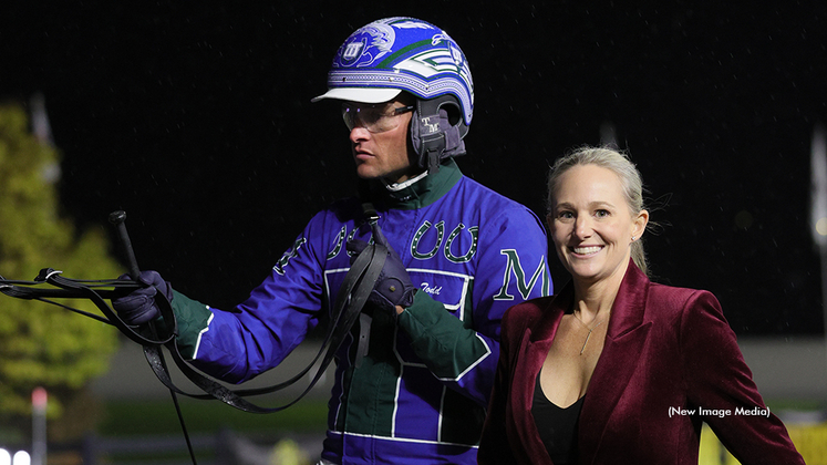 Trainer Annie Stoebe and driver Todd McCarthy