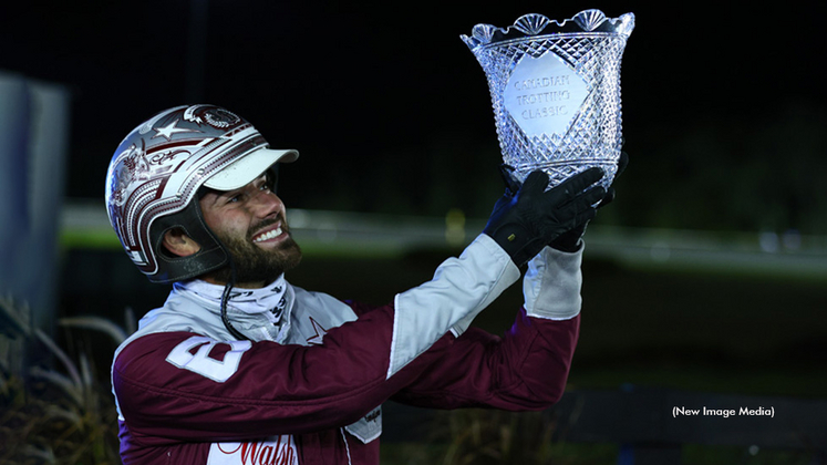 Joe Bongiorno and the Canadian Trotting Classic trophy