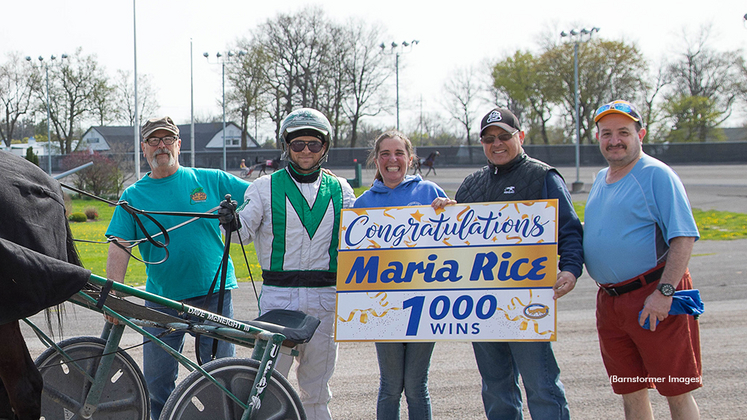 Trainer Maria Rice celebrates her 1,000th career win