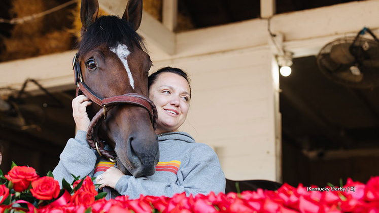 Kentucky Derby winner Golden Tempo and trainer Cherie DeVaux