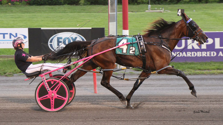 Darlins Angel and driver Lauren Tritton winning at The Meadowlands